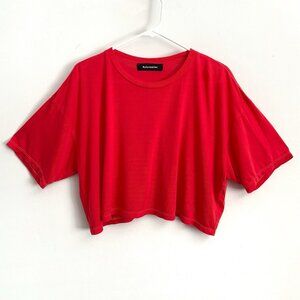 Reformation Red Short Sleeve Boxy Cropped Tencel Shirt Women’s Size Medium Top